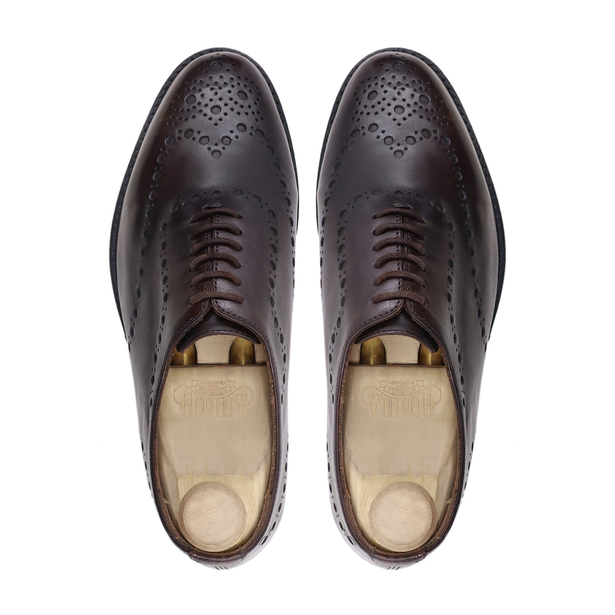 Hideo - Men's Dark Brown Calf Leather Wholecut Shoe