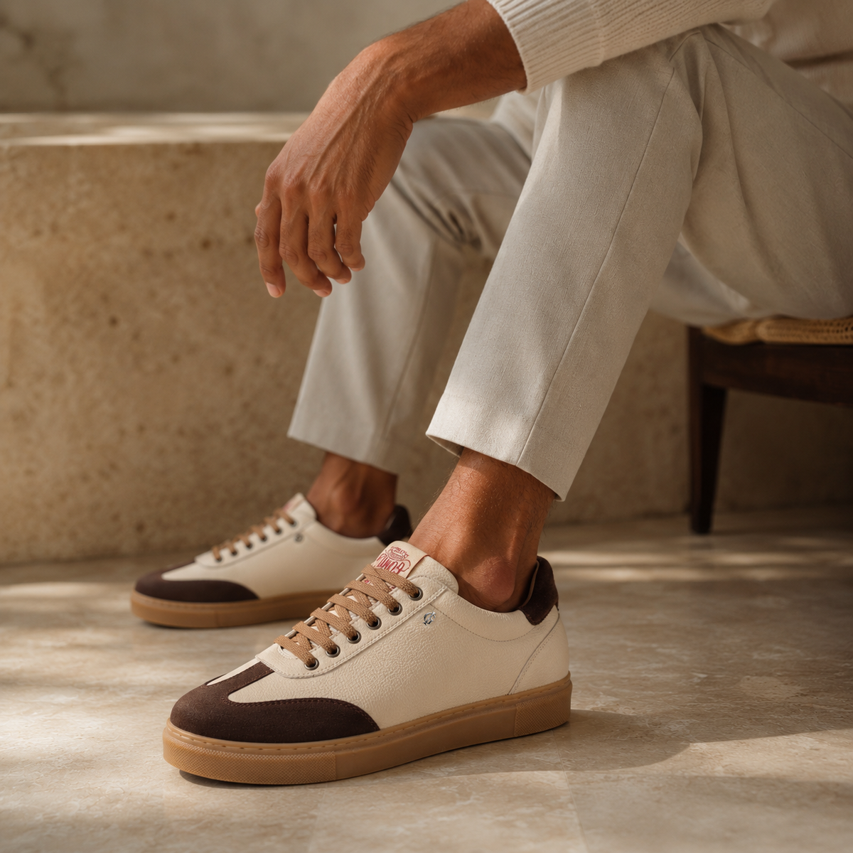Eugenio  - Men's Biege & Brown Sneaker