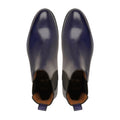 Gera - Men's Navy Blue Pebble Grain Leather Chelsea Boot