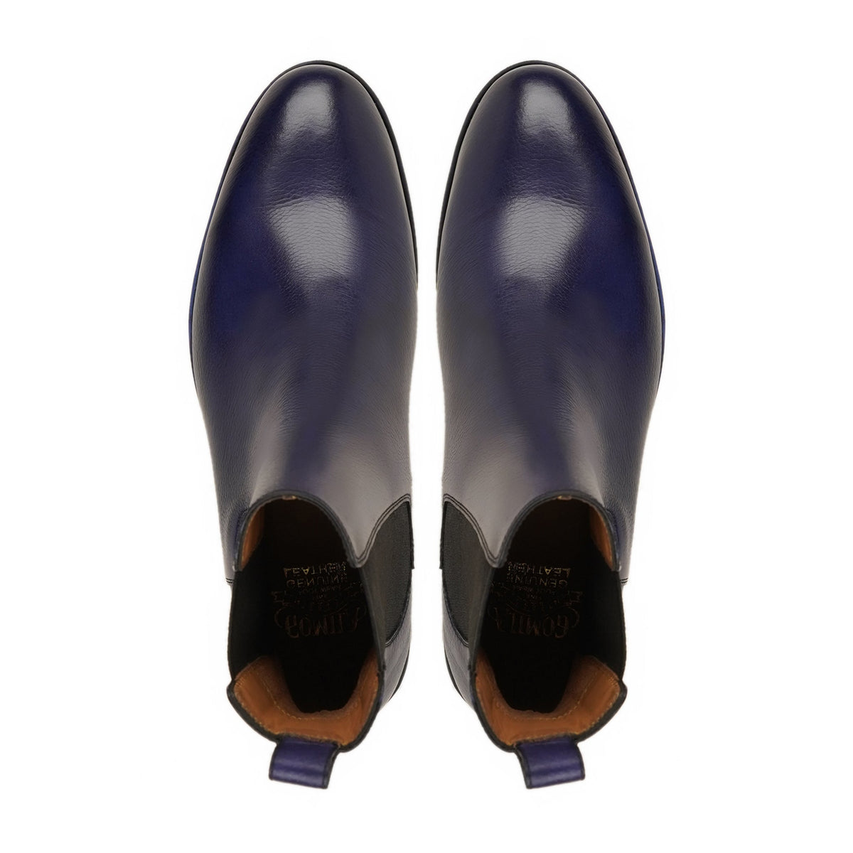 Gera - Men's Navy Blue Pebble Grain Leather Chelsea Boot