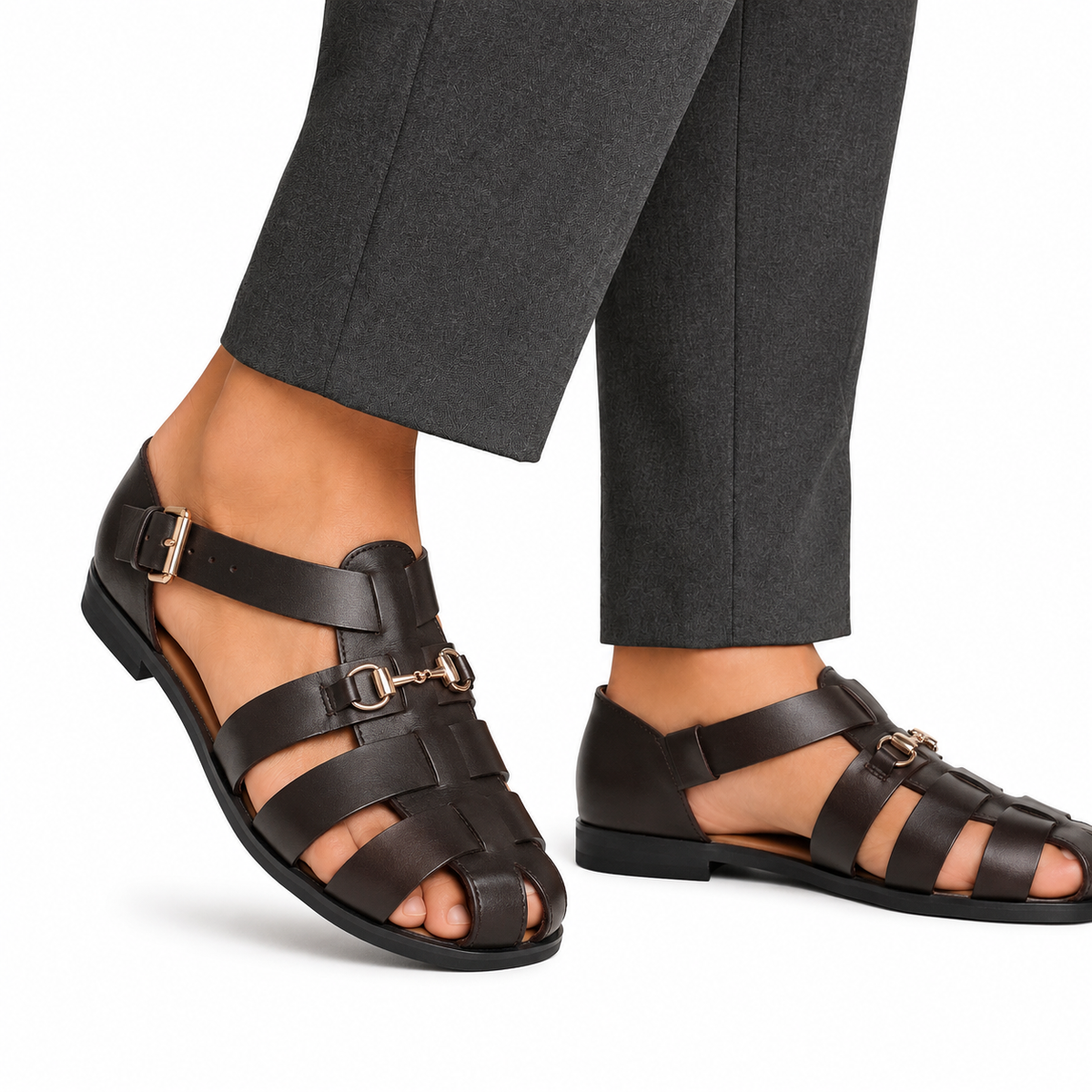 Gaspar - Men's Dark Brown Calf Leather Sandal