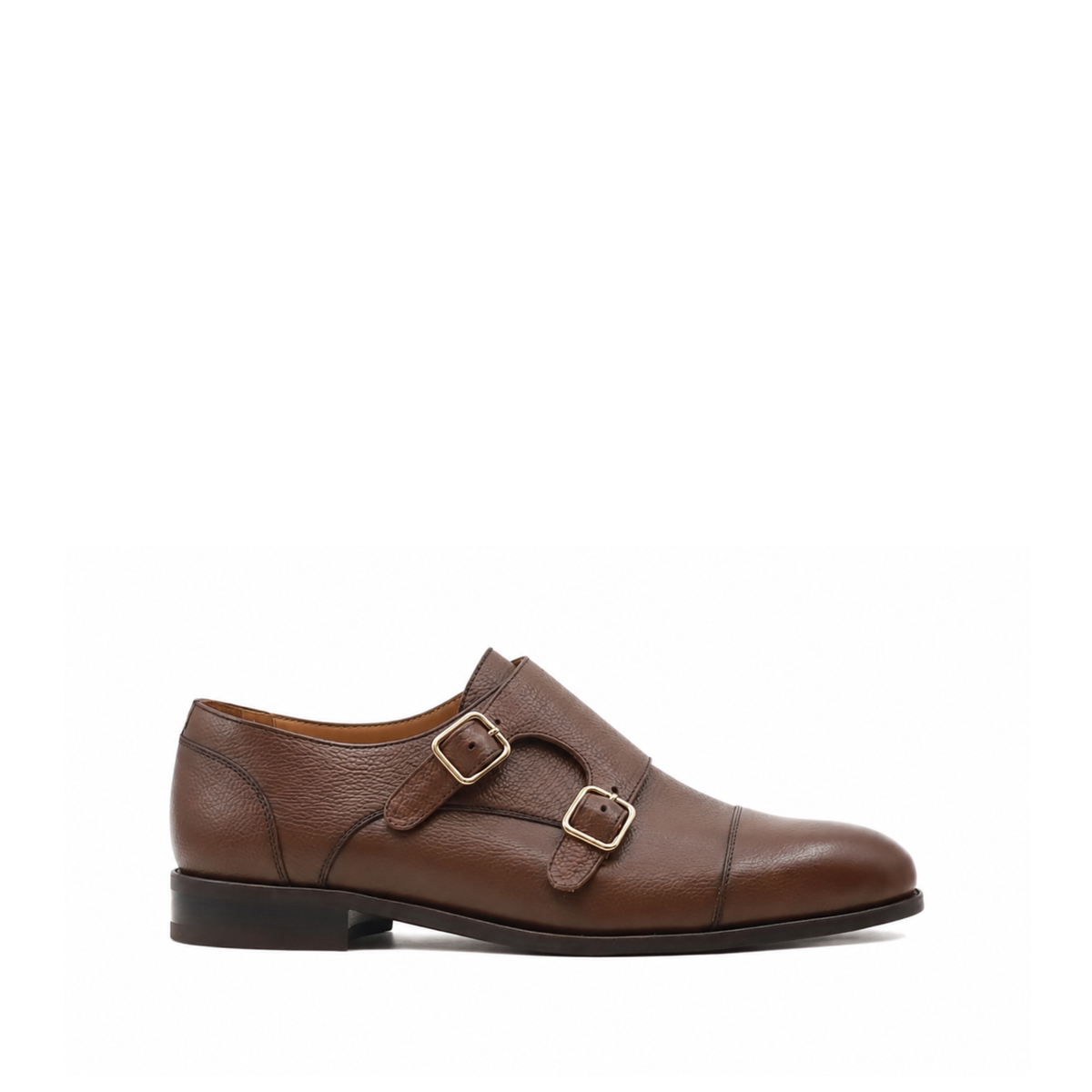 Glacier - Men's Brown Pebble Grain Leather Double Monkstrap