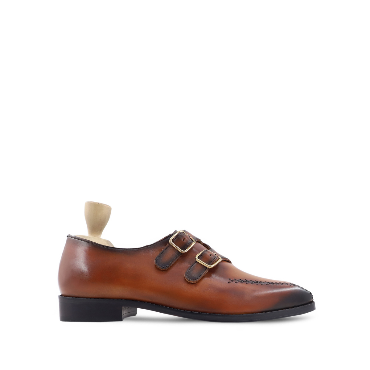 Godden - Men's Burnished Tan Calf Leather Double Monkstrap