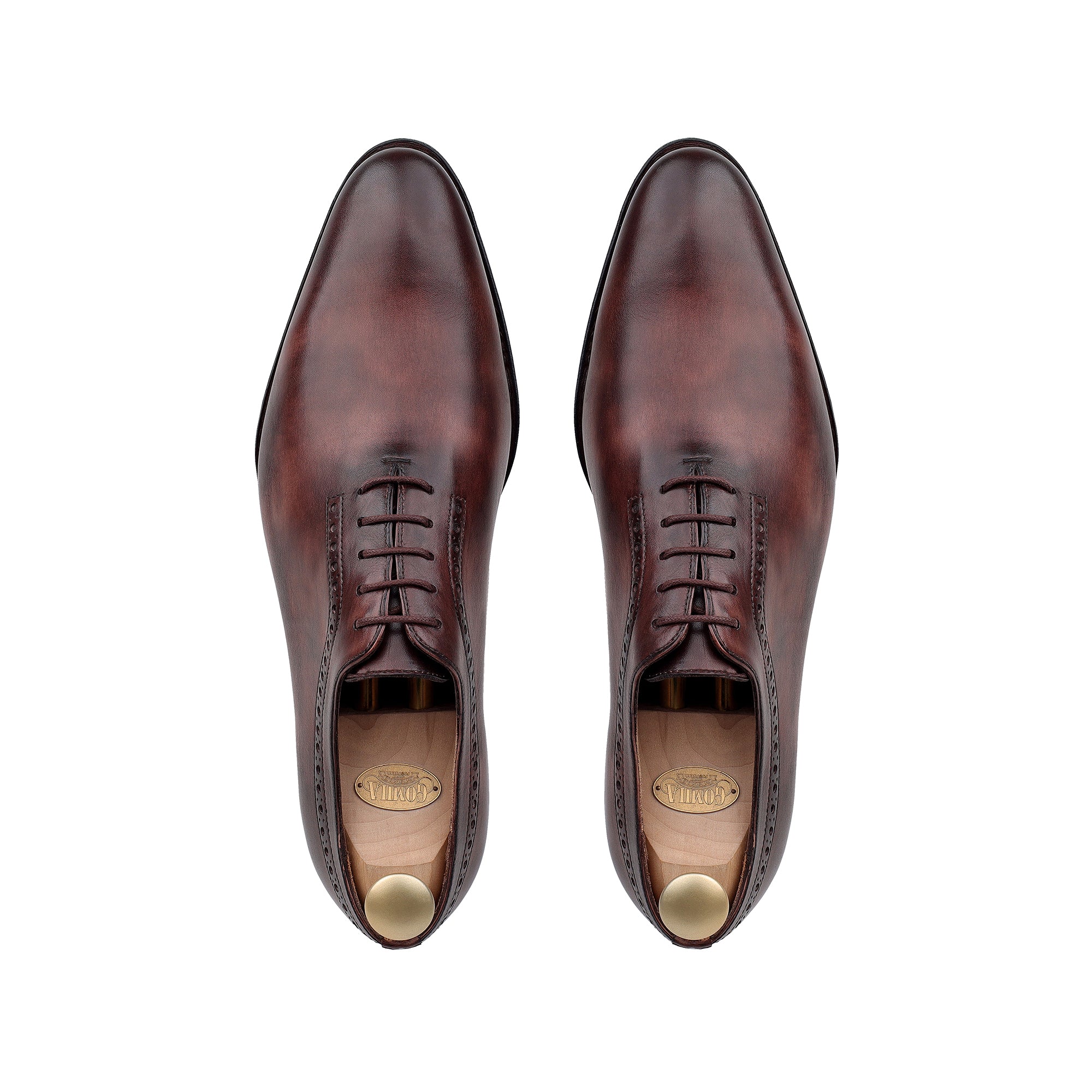 Grant - Men's Brown Patina Calf Leather Wholecut Shoe