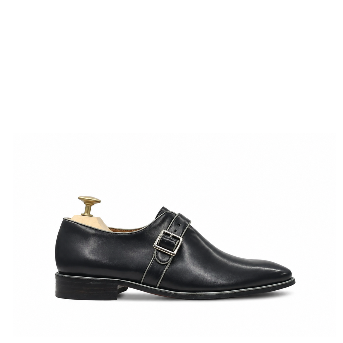 Halford - Men's Black Calf Leather Single Monkstrap