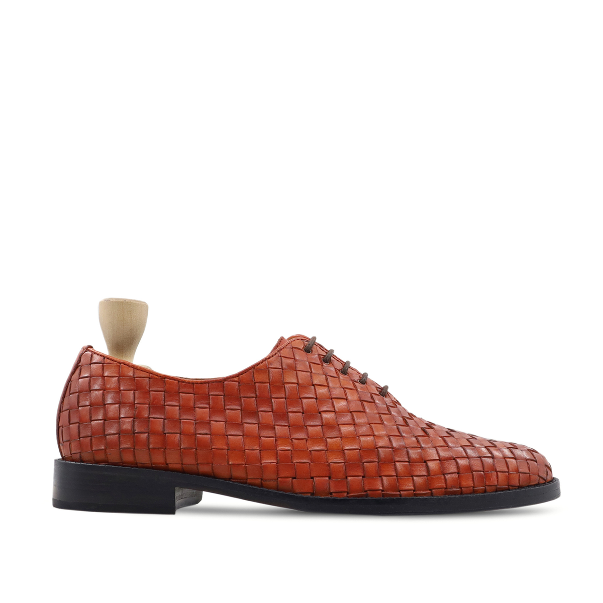 Haru - Men's Tan Hand Woven Calf Leather Wholecut Shoe