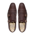 Hoy - Men's Brown Hand Woven Calf Leather Double Monkstrap