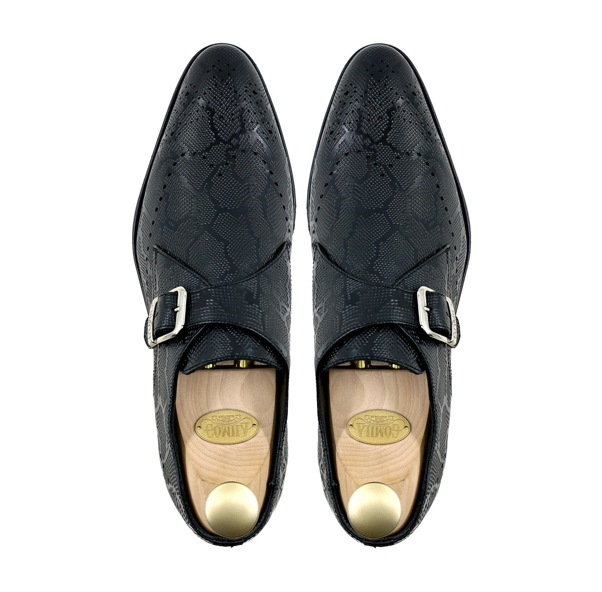 Lonnie - Men's Black Calf Leather Single Monkstrap