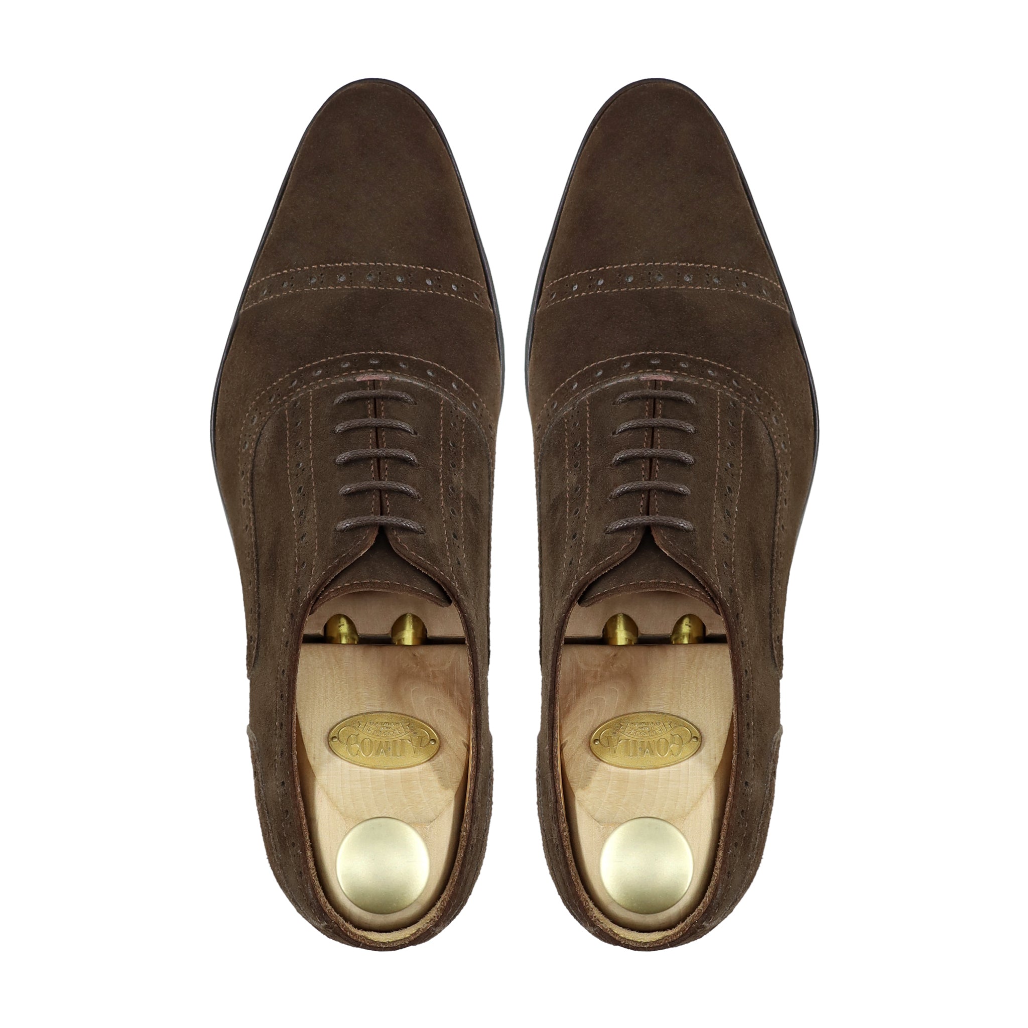 Rhodes - Men's Dark Brown Kid Suede Oxford Shoe