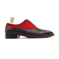 Travis - Men's Dark Brown and Red Kid Suede Oxford Shoe - Goodyear Welted