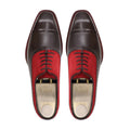 Travis - Men's Dark Brown and Red Kid Suede Oxford Shoe - Goodyear Welted