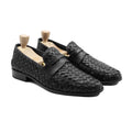 Kakillom - Men's Black Hand Woven Calf Leather Loafer
