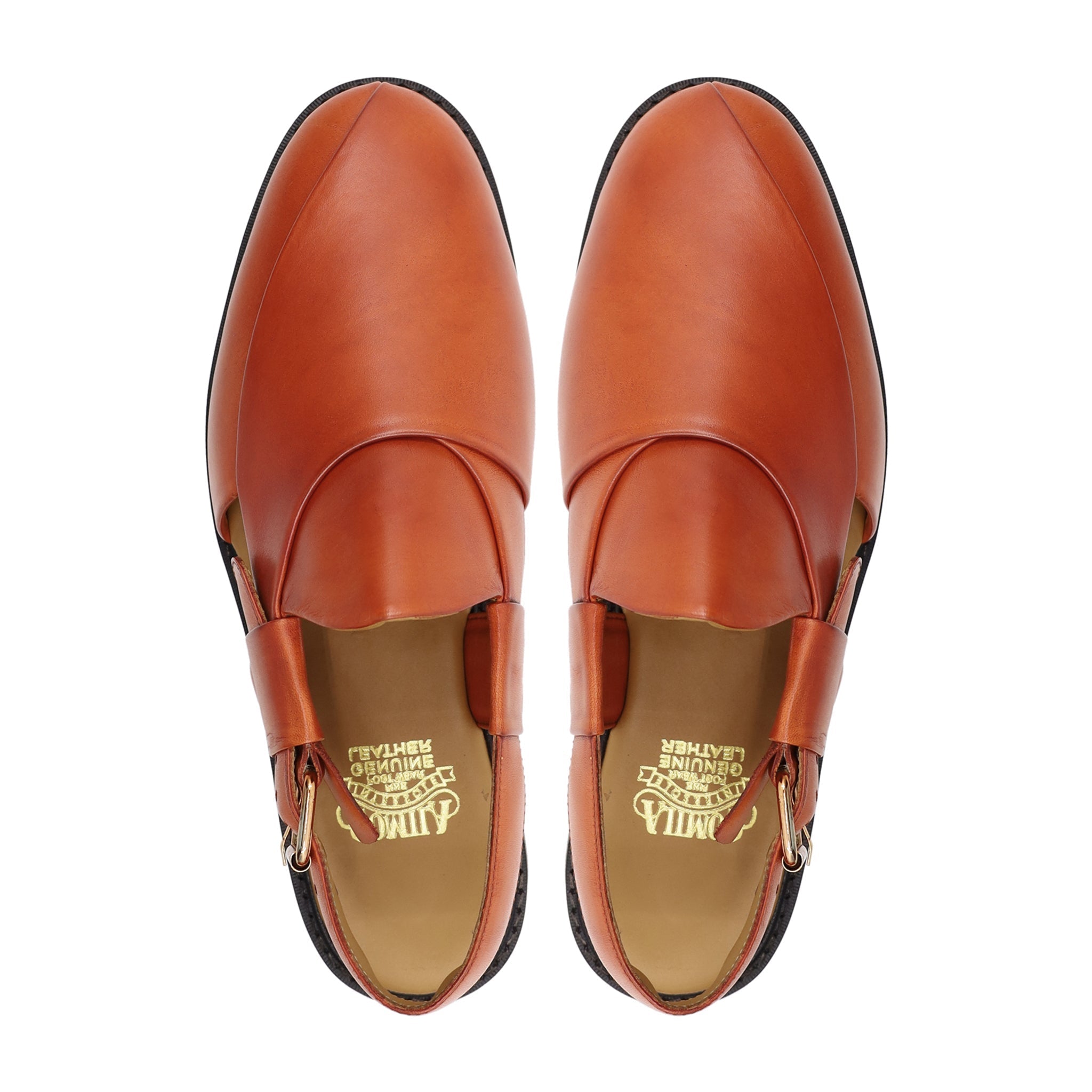 Persog - Men's Papaya Orange Calf Leather Sandal