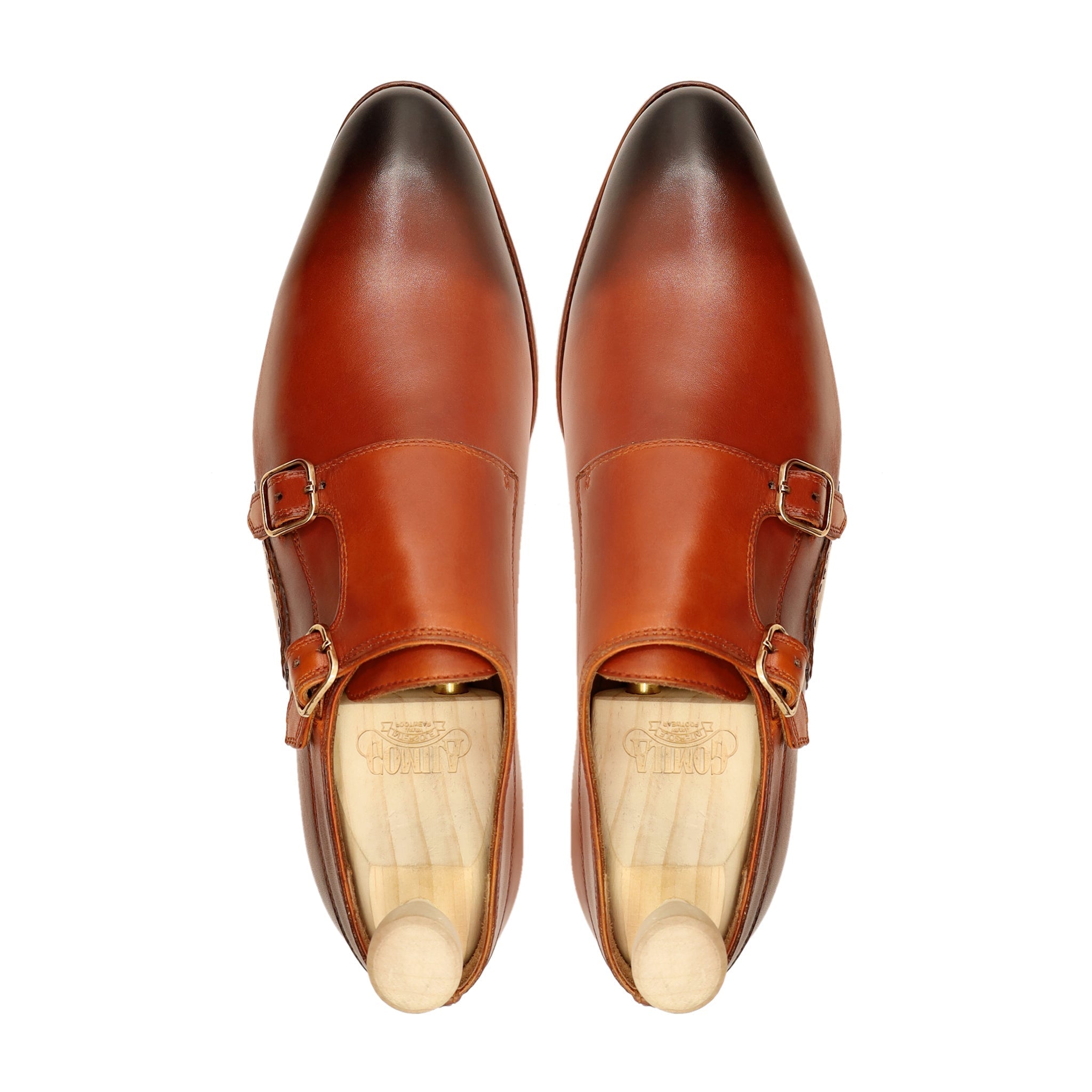 Stile - Men's Burnish Orange Tan Calf Leather Double Monkstrap