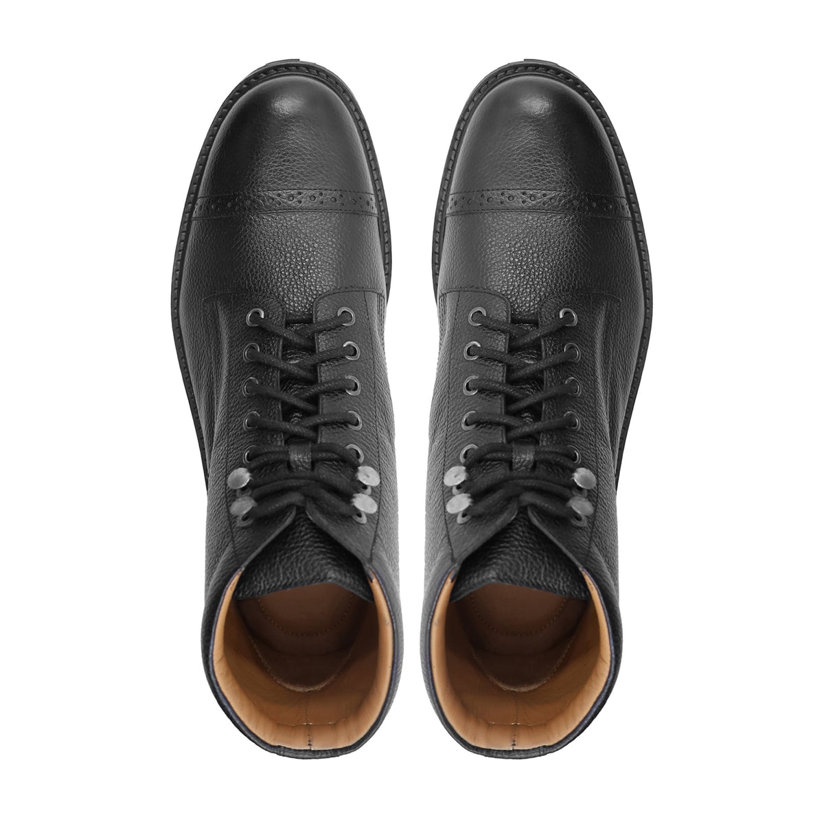 Qagar - Men's Black Pebble Grain Leather Boot