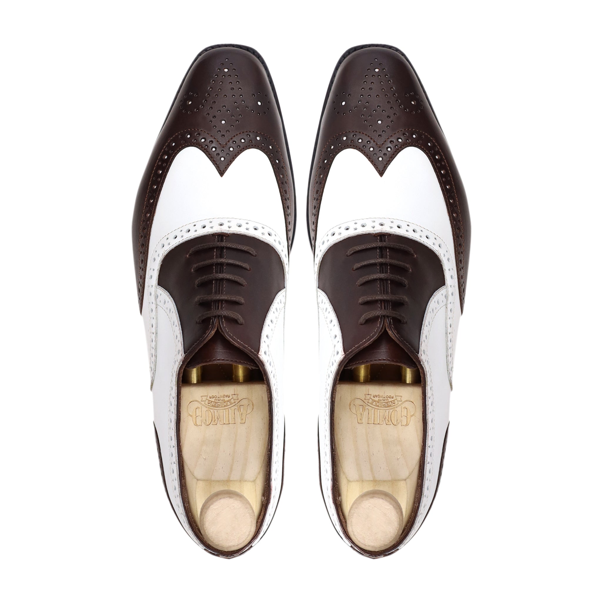 Modesto - Men's Dark Brown and White Calf Leather Oxford Shoe