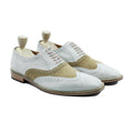 Oxnard - Men's White and Khaki Green Kid Suede Oxford Shoe