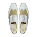 Oxnard - Men's White and Khaki Green Kid Suede Oxford Shoe