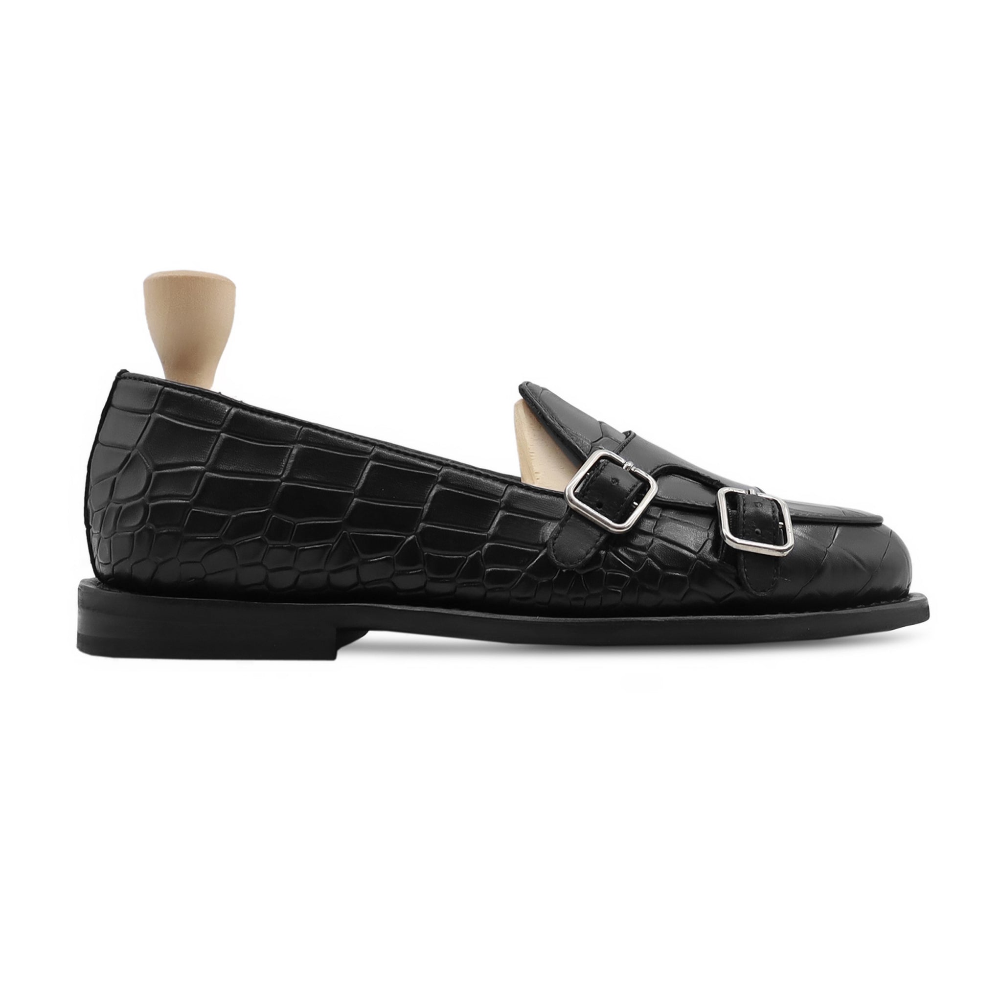 Sebastian - Men's Black Calf Leather Double Monkstrap - Goodyear Welted