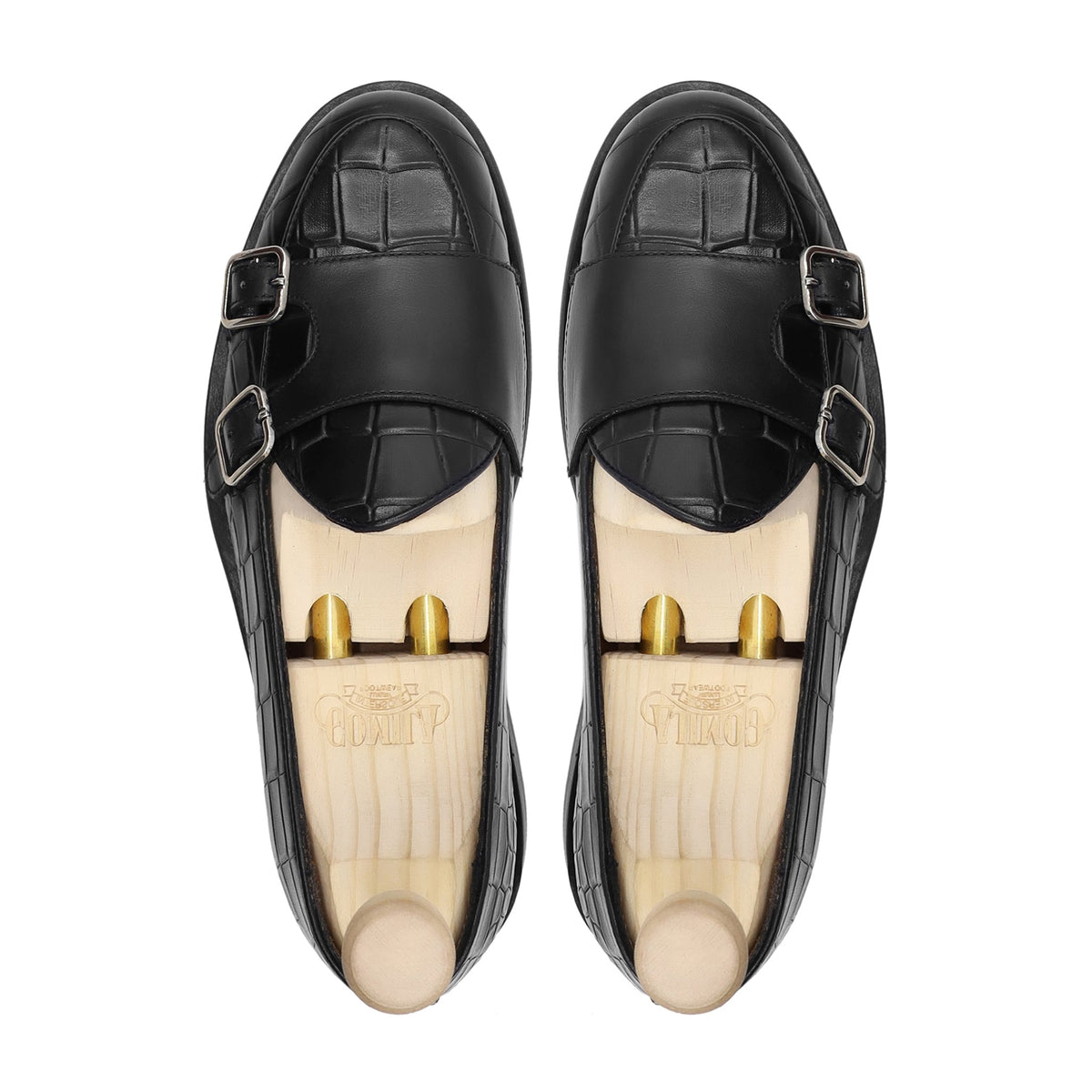Sebastian - Men's Black Calf Leather Double Monkstrap - Goodyear Welted