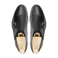 Shajara - Men's Black Calf Leather Double Monkstrap - Goodyear Welted