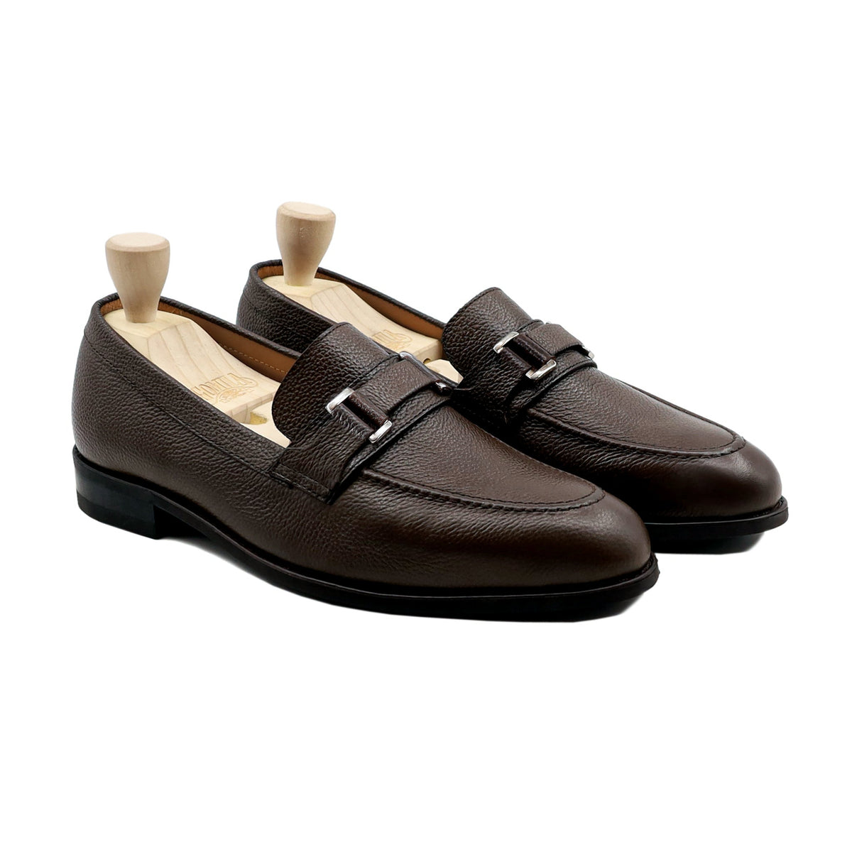 Athena - Men's Dark Brown Pebble Grain Leather Loafer