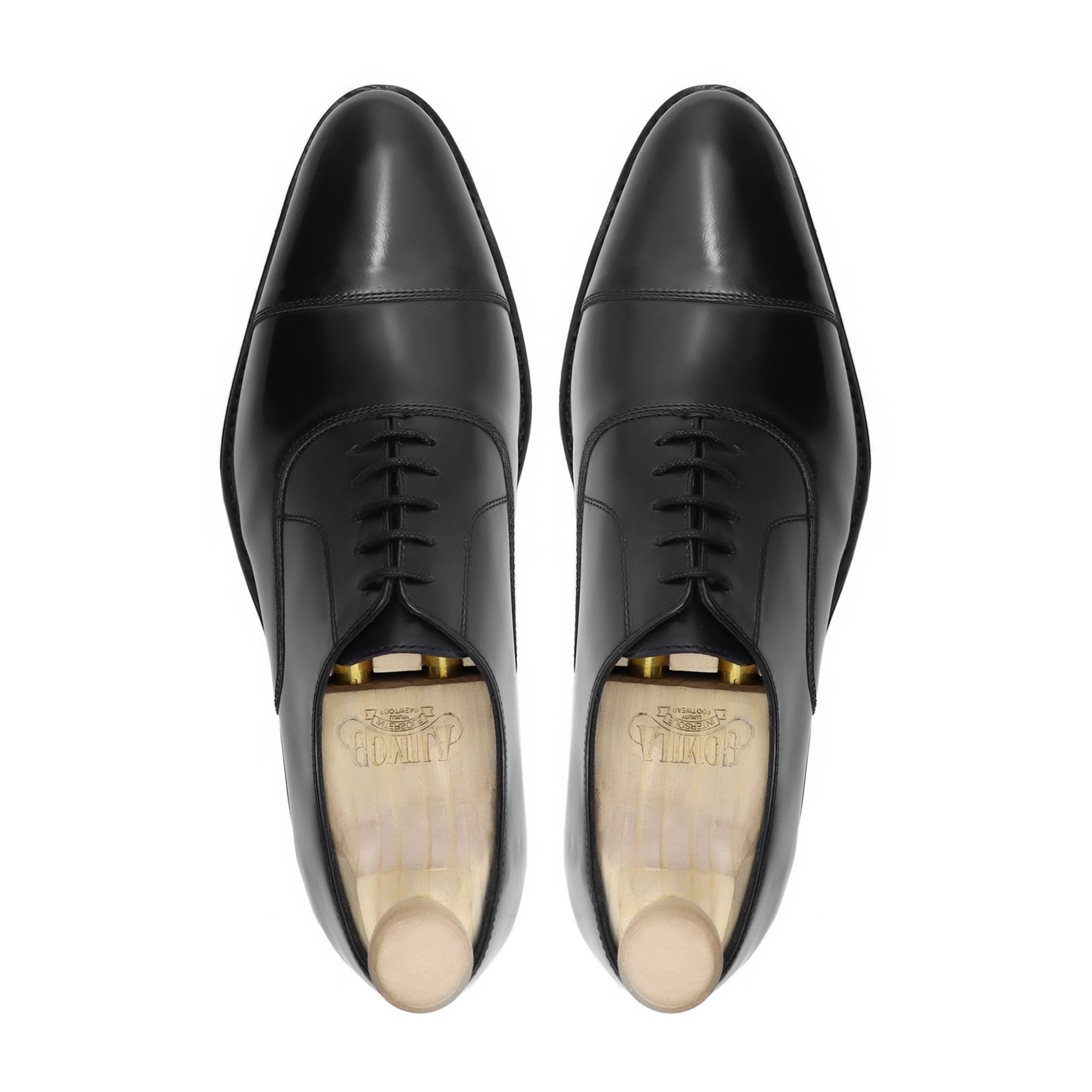 Tawus - Men's Black Box Leather High Shine Oxford Shoe - Goodyear Welted
