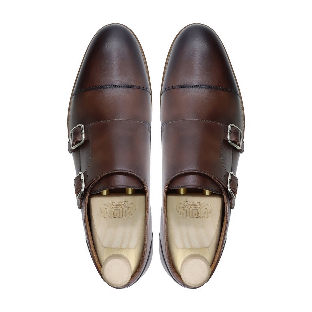 Tehran - Men's Brown Patina Calf Leather Double Monkstrap