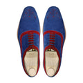 Qirdag - Men's Red and Light Blue Kid Suede Oxford Shoe - Goodyear Welted