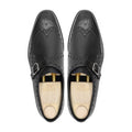 Rivaldo - Men's Black Calf and Pebble Grain Leather Single Monkstrap
