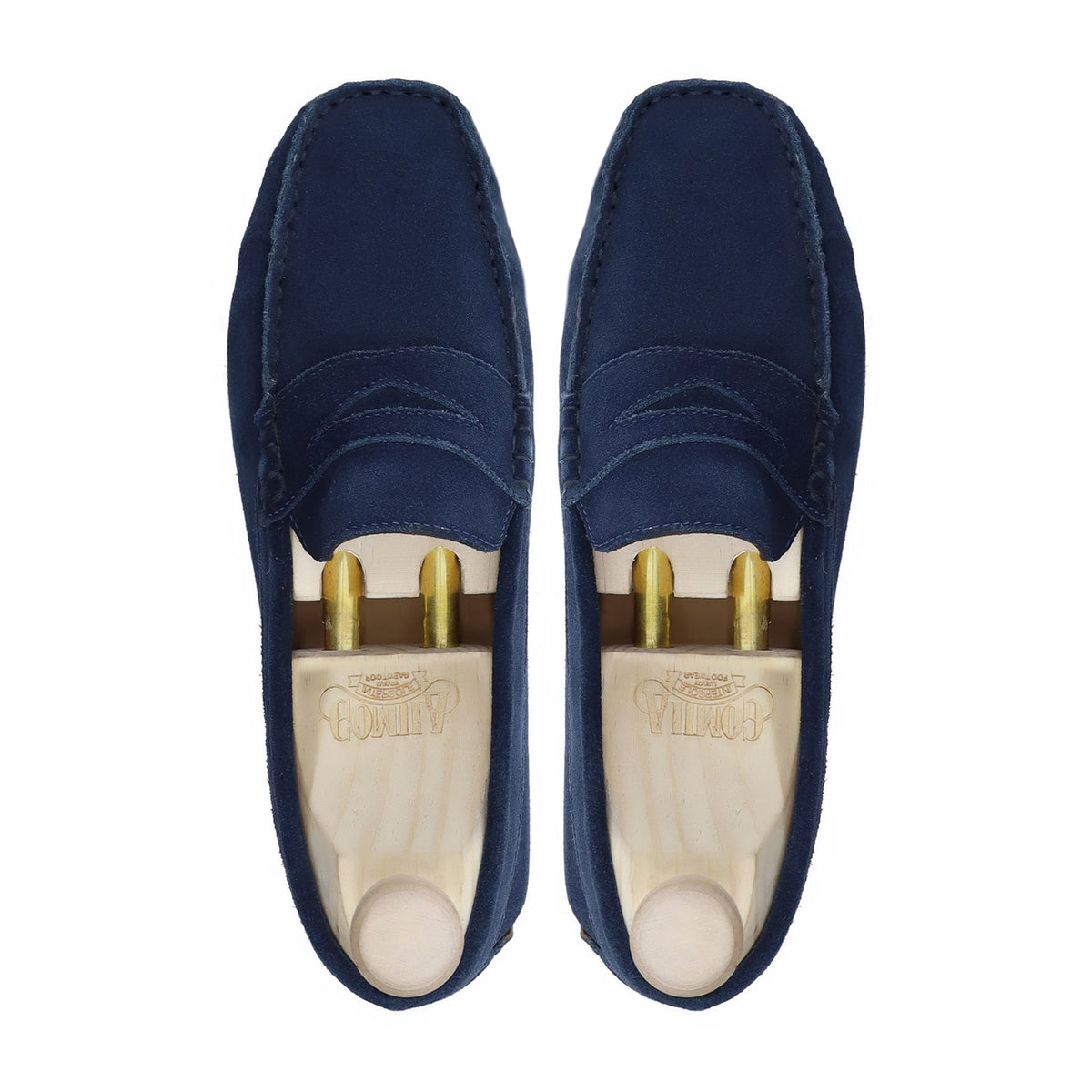 Adan - Men's Navy Blue Kid Suede Driver Shoe