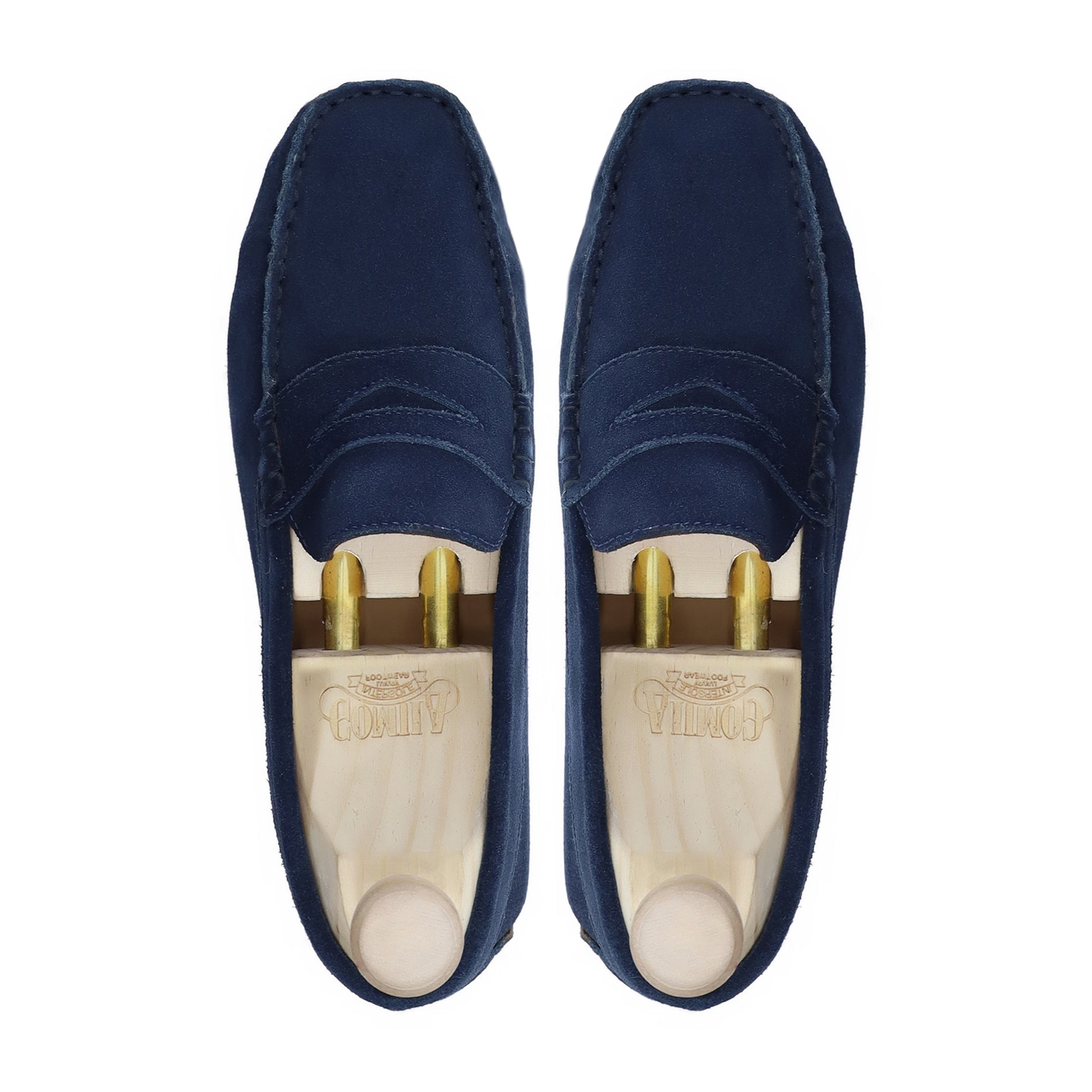 Adan - Men's Navy Blue Kid Suede Driver Shoe