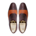 Lusaka - Men's Dark Brown Calf and Tan Hand Woven Calf Leather Oxford Shoe