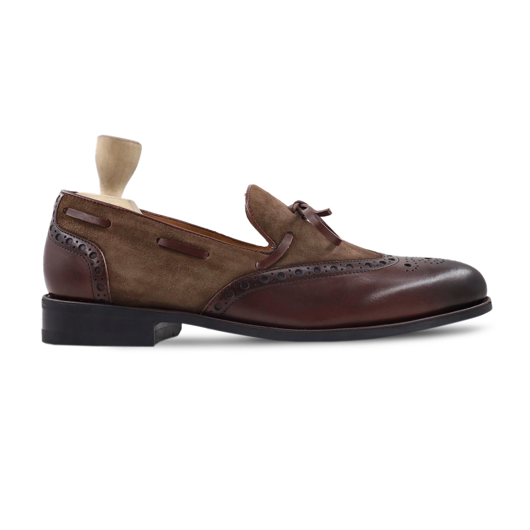 Dubnion - Men's Brown Kid Suede and Calf Leather Loafer