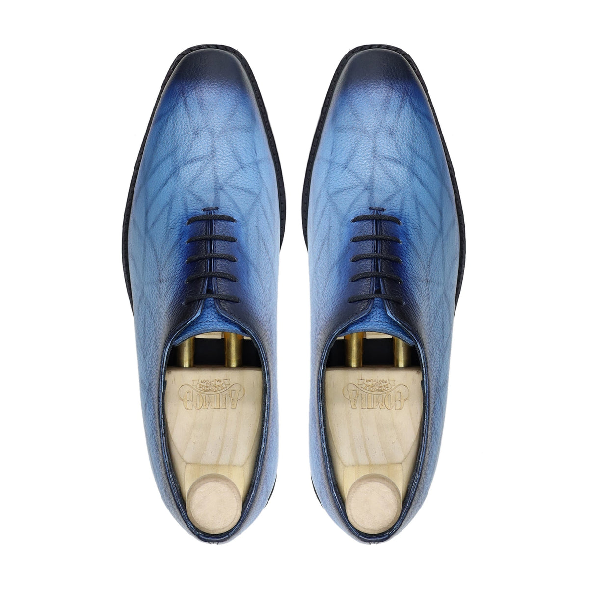 Odessa - Men's Burnished Blue Pebble Grain Leather Wholexcut Shoe