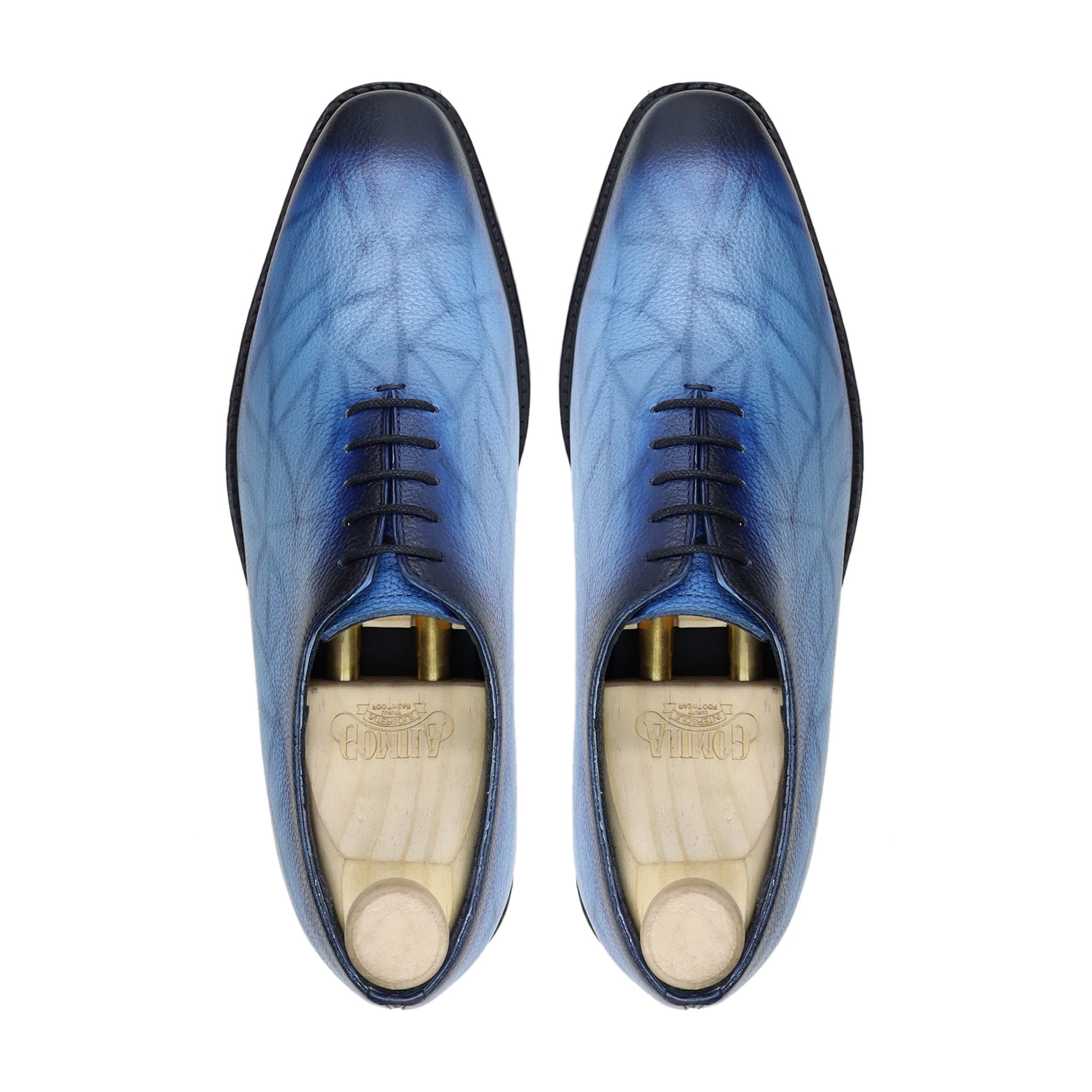 Odessa - Men's Burnished Blue Pebble Grain Leather Wholexcut Shoe