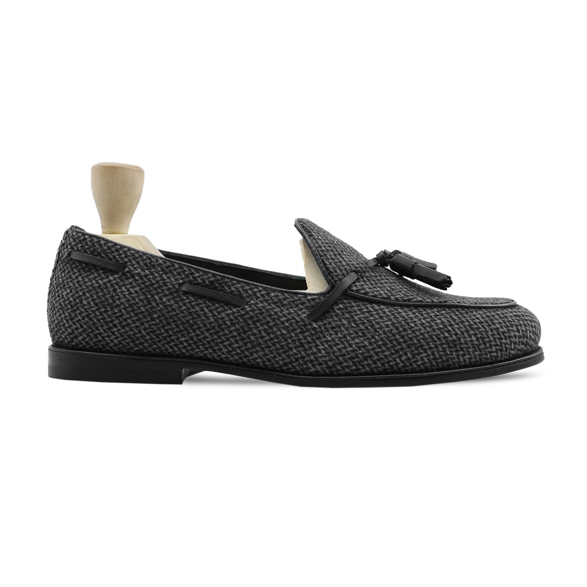 Scandix - Men's Black and Gray Tweed Loafer
