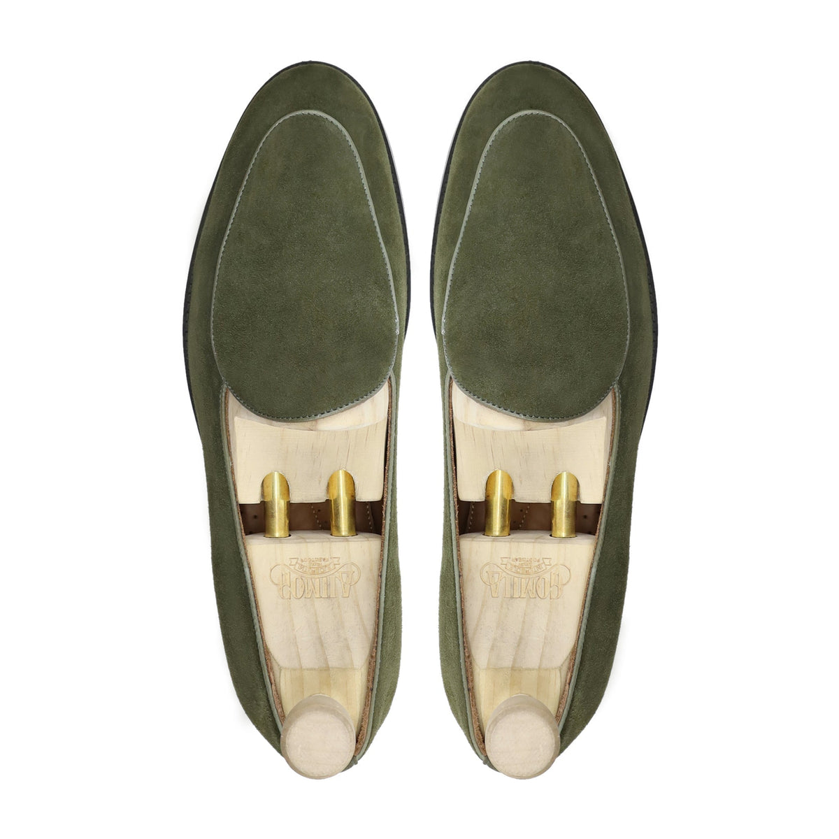 Citrine - Men's Olive Green Kid Suede Loafer