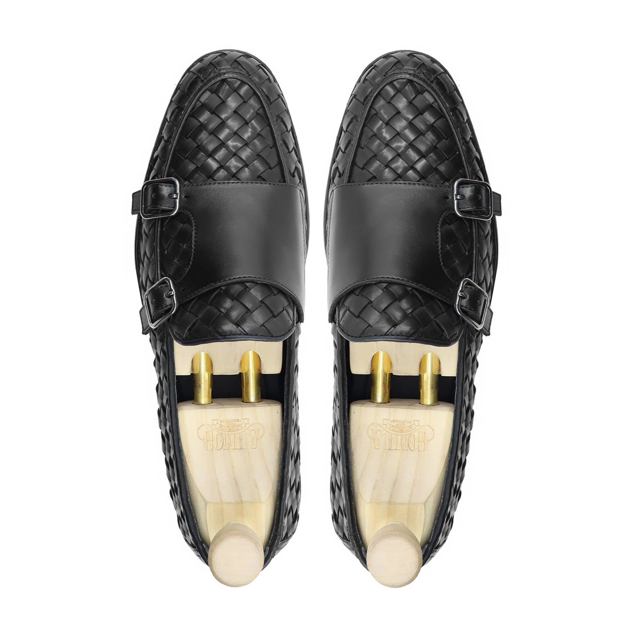 Malachite - Men's Black Calf Leather Double Monkstrap
