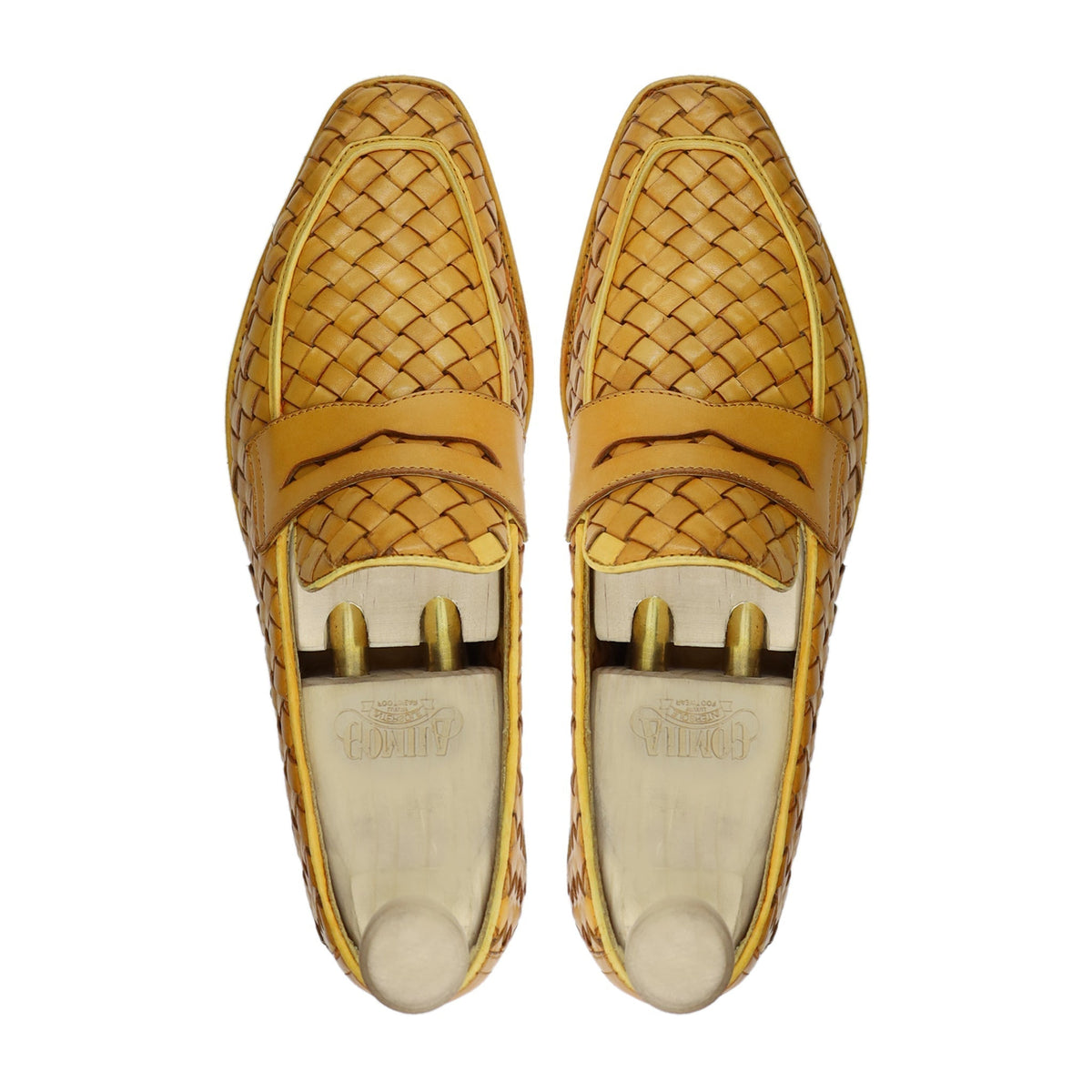 Coral - Men's Yellow Hand Woven Calf Leather Loafer