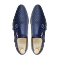 Zonite - Men's Blue Hand Woven Calf Leather Double Monkstrap