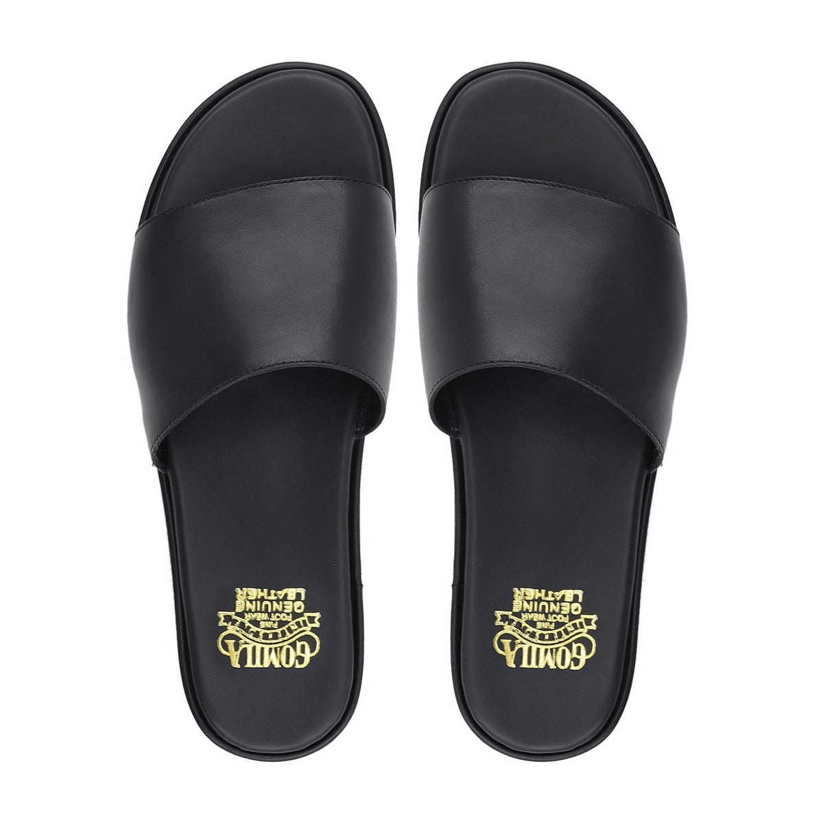 Lesley - Men's Black Calf Leather Slipper