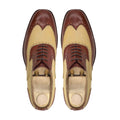 Flipo - Men's Reddish Brown Calf and Tan Camel Textured Leather Oxford Shoe - Goodyear Welted