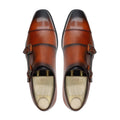 Cale - Men's Burnish Orange Tan Calf Leather Double Monkstrap