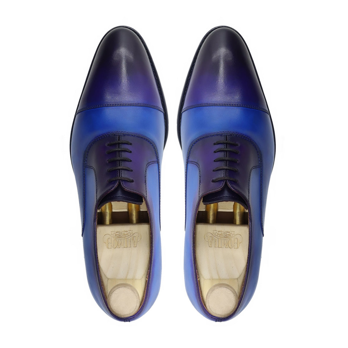 Lobelia - Men's Burnished Blue Calf Leather Oxford Shoe
