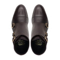 Shaki - Men's Dark Brown Calf Leather Triple Monkstrap Boot