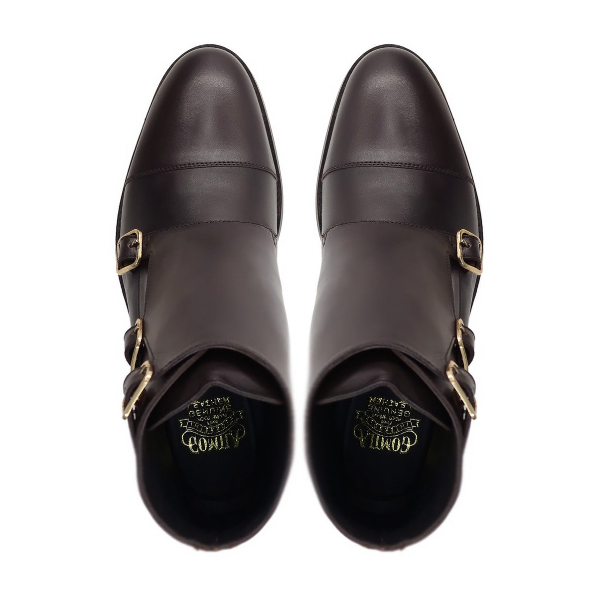 Shaki - Men's Dark Brown Calf Leather Triple Monkstrap Boot