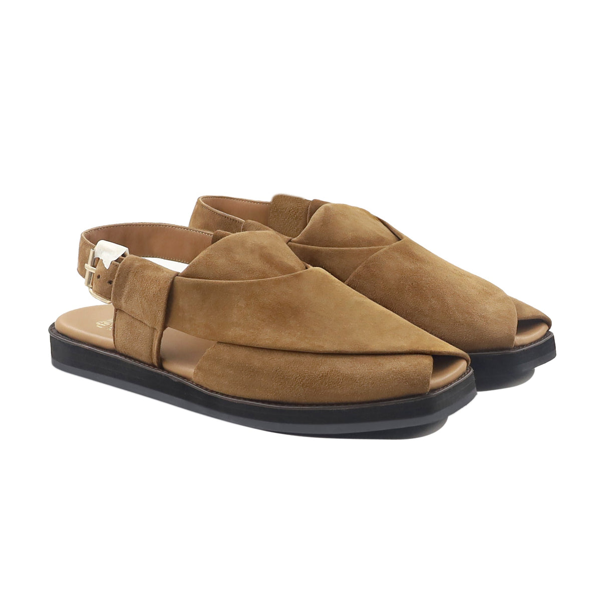 Rory - Men's Camel Kid Suede Sandal