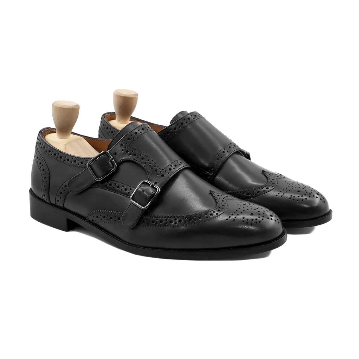 Savanna - Men's Black Calf Leather Double Monkstrap