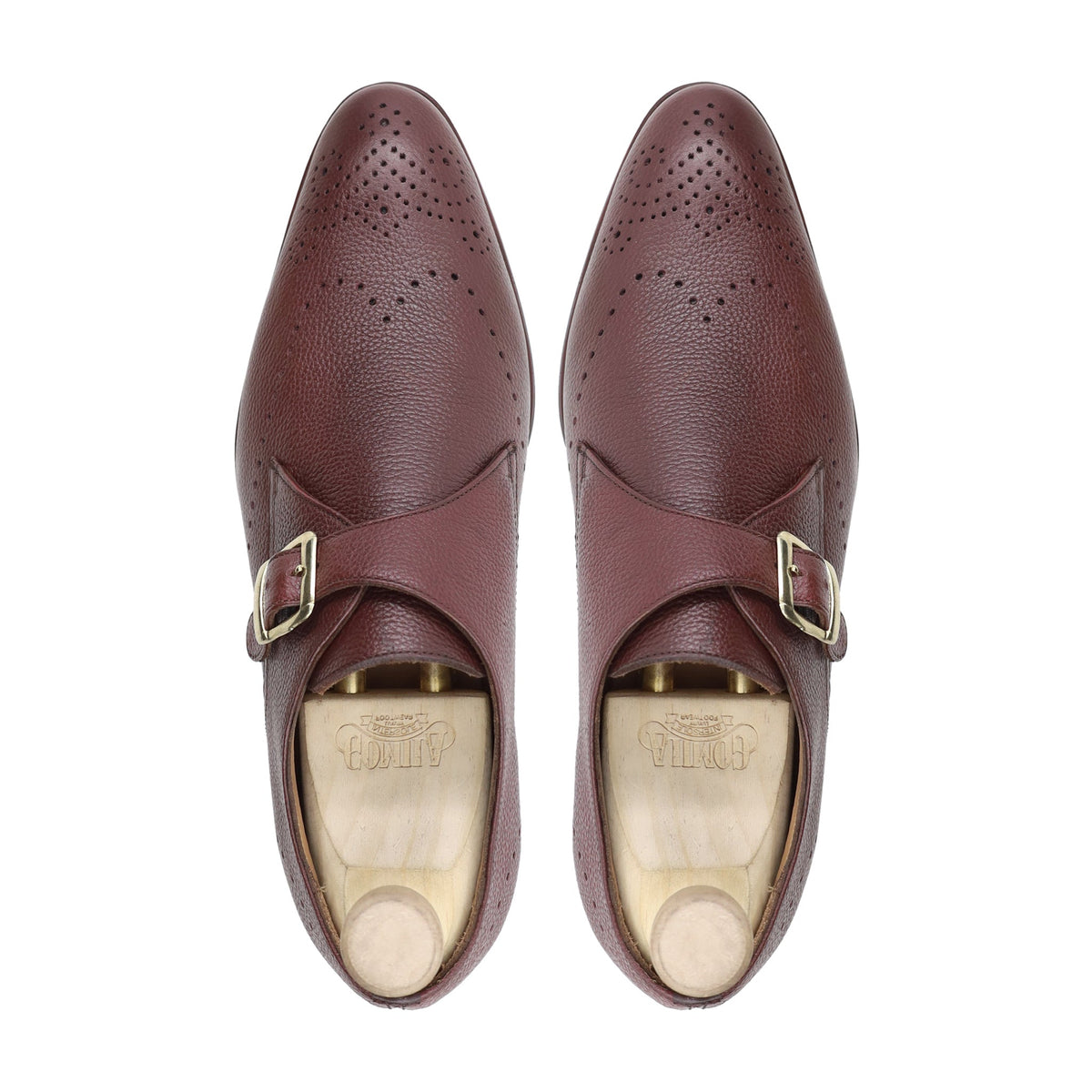 Ludza - Men's Oxblood Pebble Grain Leather Single Monkstrap